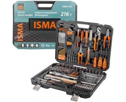 Набор инструментов 216пр. 1/4'',1/2''(6гр.)(4-27мм) ISMA ISMA-38841DS