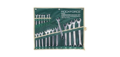 Набор ключей комбинированных 18пр.(8-19, 21, 22, 24, 27, 30, 32мм),на полотне Rock FORCE RF-5181