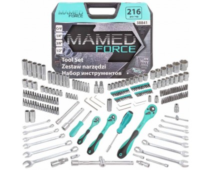Набор инструментов 216пр. 1/4''3/8''1/2''(6гр.)(4-32мм) MAMEDFORCE MF-38841