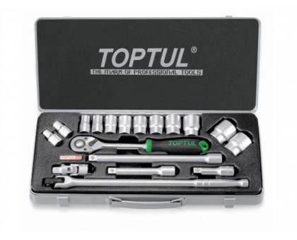Набор головок 1/2" 10-32мм 18предм. 6гр. метал.кейс TOPTUL (GCAD1802)