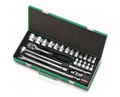 Набор головок 1/2" 8-32мм 24предм. 6гр. метал.кейс TOPTUL (GCAD2403)
