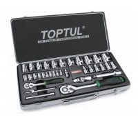 Набор головок 1/4", 1/2" 5-32мм 34предм. 6гр. метал.кейс (GCAD3402) (TOPTUL)