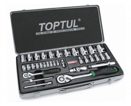 Набор головок 1/4", 1/2" 5-32мм 34предм. 6гр. метал.кейс (GCAD3402) (TOPTUL)