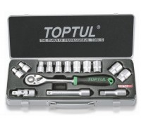 Набор головок 1/2" 8-24мм 15предм. 6гр. метал.кейс TOPTUL (GCAD1502)