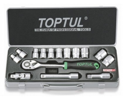 Набор головок 1/2" 8-24мм 15предм. 6гр. метал.кейс TOPTUL (GCAD1502)