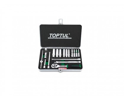 Набор головок 1/4" 4-13мм 18предм. 6гр. метал. кейс TOPTUL (GCAD1822)