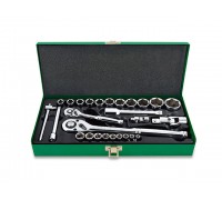 Набор головок 1/4" 1/2" 27предм. 6гр. метал.кейс TOPTUL (GCAD2802)